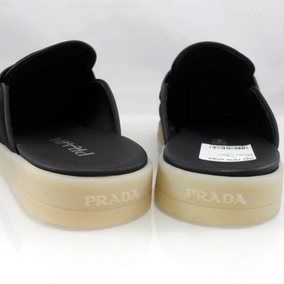 NIB$950 Prada Saint Tropez Suede Metal Triangle Logo Loafer Mules 7.5, US 8.5 - Picture 8 of 16